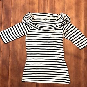 Shawl neck knit blouse